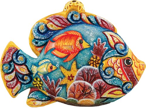 G. Debrekht Tropical Fish Charmer, 3-Inch Tall, Hand-Painted, Includes Hanger That Fits in Hole on Top