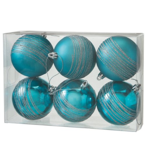Medium Turquoise Ball Ornament Set of 6