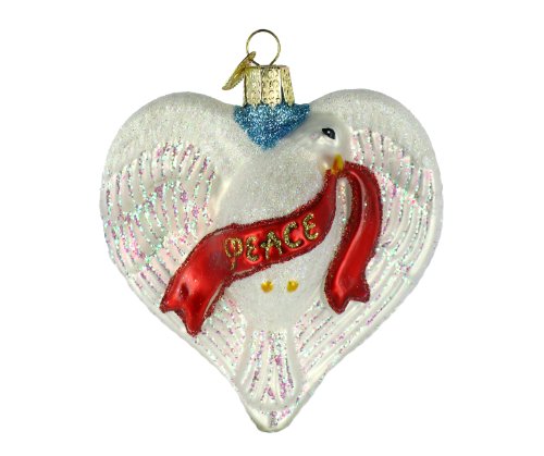 Old World Christmas Peace Dove Heart, 3 ” Glass Ornament