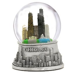 Chicago Silver Snow Globe 65mm