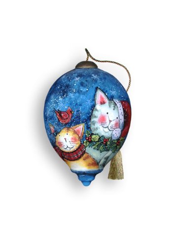 Holiday Cats Glass Ornament – Ne’Qwa Art – Handpainted