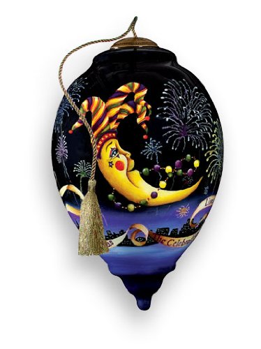 Ne’Qwa Art Mardi Gras – Glass Ornament Hand-Painted Reverse Painting Distinctive 795-NEQ
