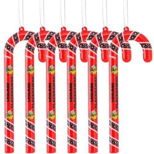 NHL Chicago Blackhawks Candy Cane Ornament Set