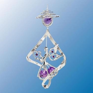 Chrome Plated Angel w/ Heart Top Spiral – Purple – Swarovski Crystal