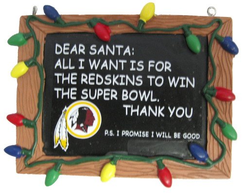 Washington Redskins Official NFL 3 inch x 4 inch Chalkboard Sign Christmas Ornament