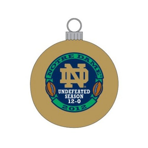 Notre Dame Fighting Irish NCAA Football Undefeated 12-0 Gold Christmas Ornament