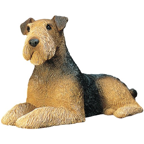 Sandicast Airedale Terrier Lying Sculpture, Mid-Size
