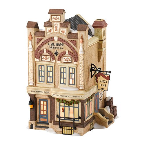 Department 56 Dickens Village C.D. Boz Ink and Pen Lit House, 6.9-Inch