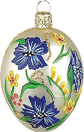 Easter Egg with Flowers Polish Glass Christmas Ornament