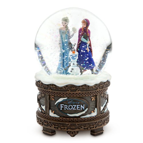Disney Store Frozen Anna, Elsa and Olaf Musical Snowglobe plays “Let It Go”