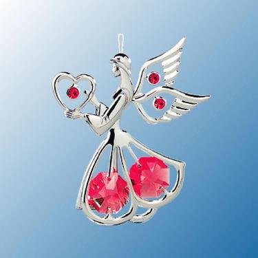 Chrome Small Angel Ornament – Red Swarovski Crystal