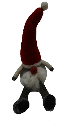 Mud Pie Holiday Collection Felt Santa Gnome Ornament (Gray Hat Gnome)