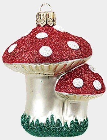 Mushrooms Polish Glass Christmas Ornament