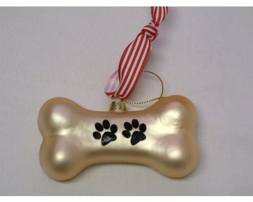 Fido Family Pet Holiday Dog Bone Glass Christmas Holiday Ornament