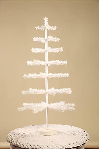 Bethany Lowe 36″ Ivory Feather Christmas Tree, Wood Base