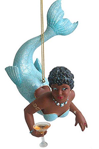December Diamonds Choclatini African American Beauty with Cocktail Ornament-Hand Painted, 6,5 inches long,Jeweled,Rare Discontinued Goddess!!!