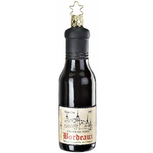 Inge Glas French Bordeaux Wine Bottle Glass Christmas Ornament 1-212-09