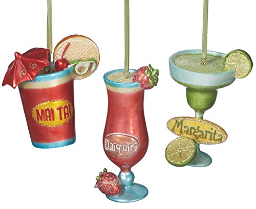 Mai Tai Daiquiri Margarita Tropical Drink Holiday Ornaments Set of 3 Midwest CBK