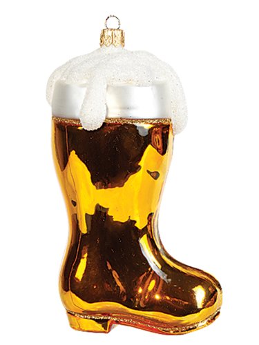German Beer Boot Polish Mouth Blown Glass Christmas Ornament