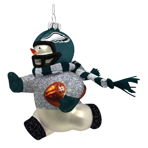 Philadelphia Eagles Glass Snowman Player Christmas Ornament