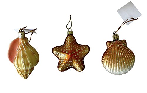 Seashell Glass Christmas Ornaments Shell Design – Set of 3