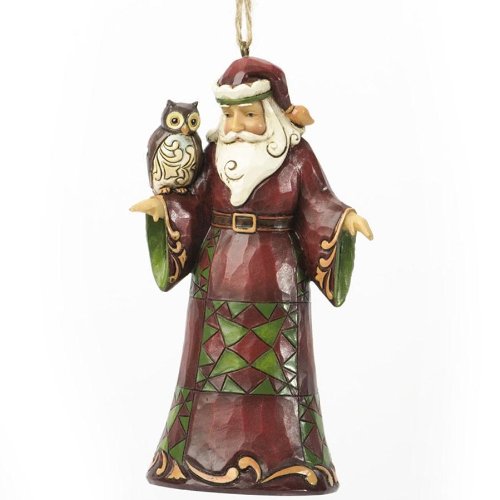Jim Shore Department Store Series Holiday Ornament – Santa w/Owl