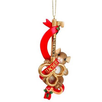 Charming Tails Teachers Hold The Key To Knowledge Mouse & Key Hanging Ornament