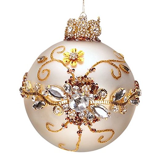 Jeweled Banded Glass Ornament 5 inch 36-43988 Kings Jewels Collection