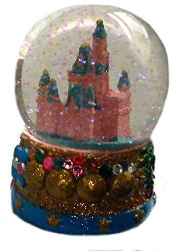 Princess Castle Desktop Snow Globe – 65mm (8″ Round Glass Globe) Rhinstones, Glitter and Sparkling Design – Little Girl’s Gift – Birthday