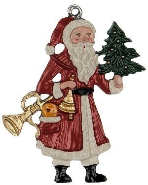Old World Santa German Pewter Christmas Ornament