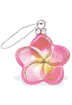 Island Heritage Pink Plumeria Collectible Glass Ornament