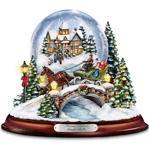 Thomas Kinkade Jingle Bells Illuminated Musical Christmas Snowglobe by The Bradford Exchange