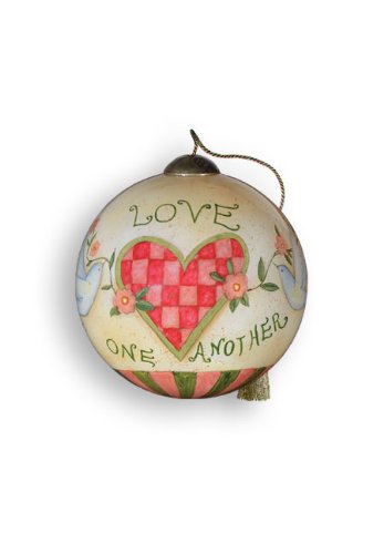 Ne’Qwa Art Love One Another – New for 2012 – Glass Ornament Hand-Painted Reverse Painting Distinctive 771-NEQ