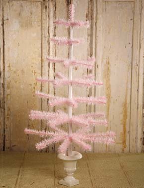 Bethany Lowe Pink Feather Tree In Urn 28″