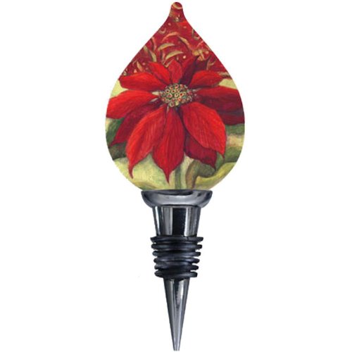 Ne’Qwa Art Poinsettia – New for 2012 – Glass Ornament Hand-Painted Reverse Painting Distinctive 213-NEQ