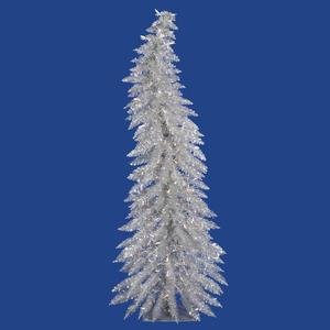 Vickerman Silver Whimsical Ornament with 193 Tips and 100 Clear Lights, 5-Feet by 24-Inch