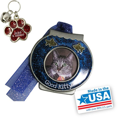 Personalized Gloria Duchin Fishbowl Christmas Ornament and Cat Collar Charm Gift Set
