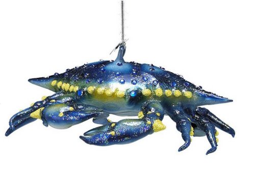Kurt Adler Noble Gems Glass Blue Crab Ornament