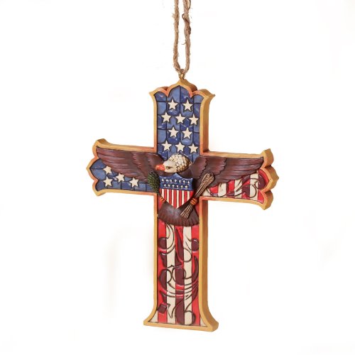 Enesco Jim Shore Heartwood Creek Patriotic Cross Ornament, 4-3/4-Inch