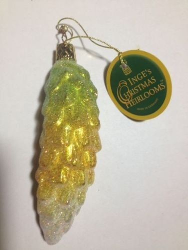 Yellow Pine Cone #2-267-02 by Inge-Glas of Germany – Christmas Tree Ornament