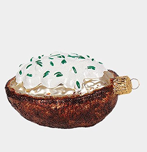 Baked Potato with Sour Cream Polish Mouth Blown Glass Christmas Ornament