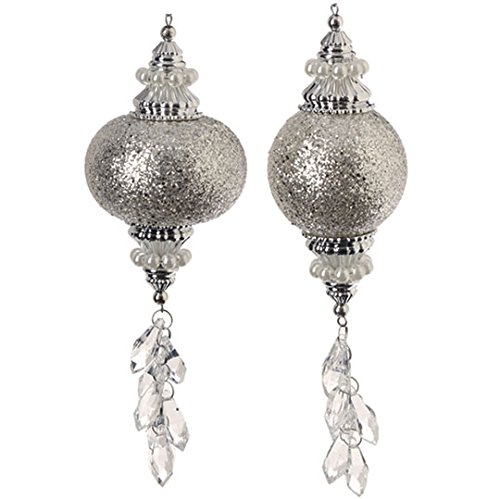 RAZ Imports – 6.5″ Glittered Drop Ornaments – Set of 2