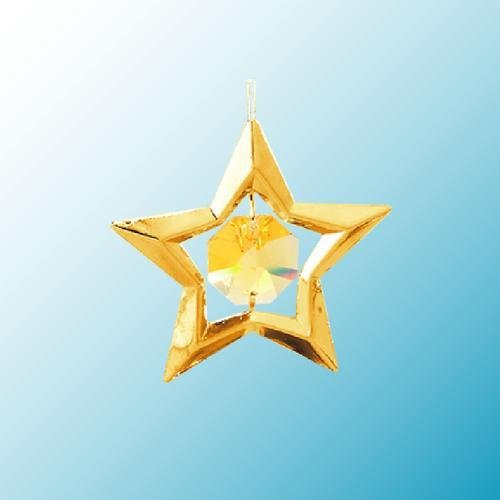 24k Gold Star Ornament – Yellow Swarovski Crystal
