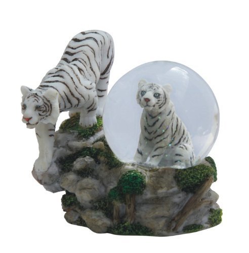 Two White Tigers Snow Globe Water Globe Statue Figurine