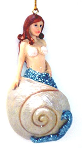 Mermaid Sitting on a Shell Christmas Ornament, 3.5 Inches