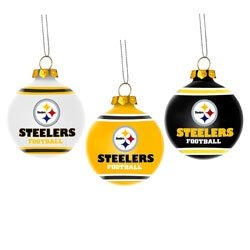 Pittsburgh Steelers NFL Glass Ball Ornament Set of 3