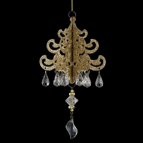 Mini Chandelier Gold Glittered w Beads Ornament D1220-A Kurt Adler
