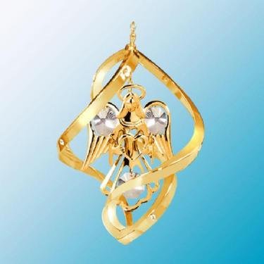 24K Gold Plated Angel w/ Heart Classic Spiral – Swarovski Crystal