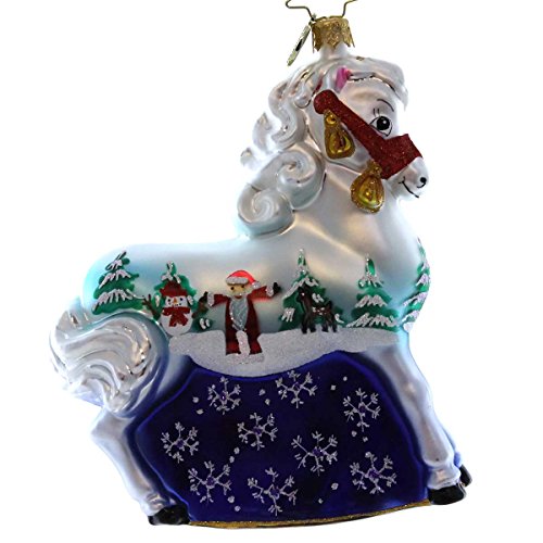 Christopher Radko A Winters Tale Pony Glass Christmas Ornament 2014