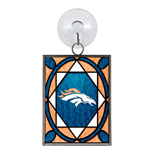 Denver Broncos Official NFL 2 inch x 3 inch Stained Glass Christmas Ornament